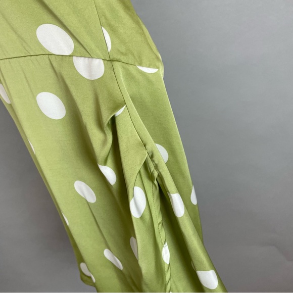 NWT Lulus Halter Mini Dress The Best Spot Green Polka Dot Satin Medium Backless - Picture 14 of 15